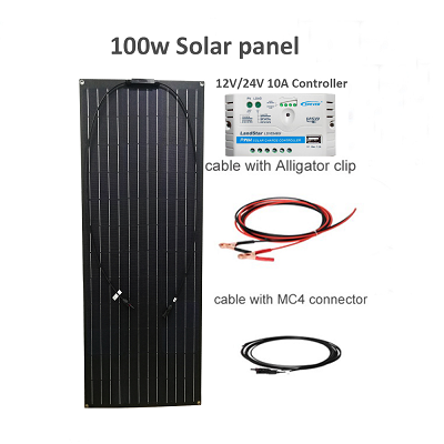 Sistema de paneles solares fuera de la red, kits de paneles solares de 100w, uso portátil para nevera, TV LED